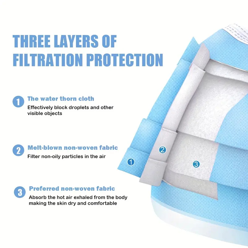 50/100Pcs Disposable Mask for  - Disposable Mask Blue ulasan dan harga