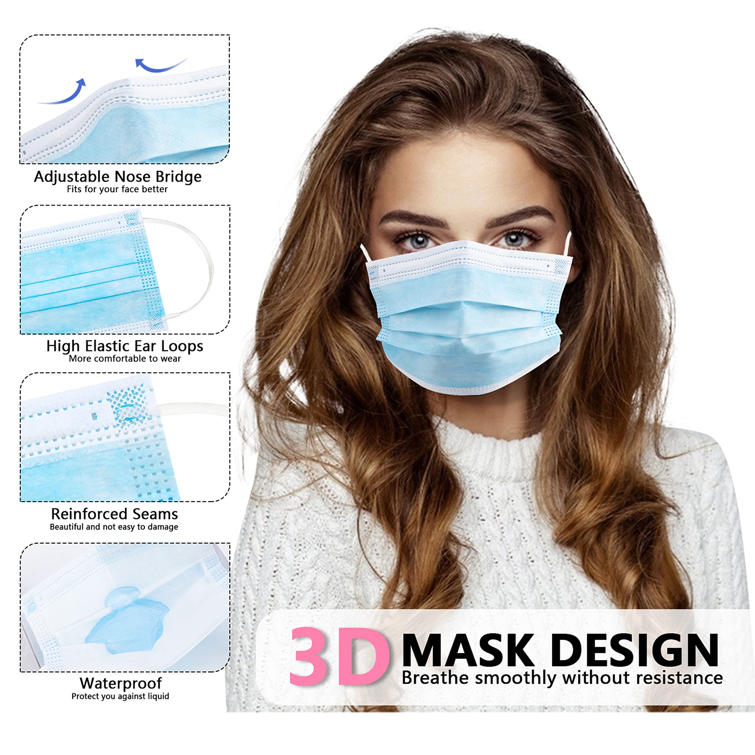 50/100 PCS Box Blue Face Masks - Disposable Mask Blue ulasan dan harga
