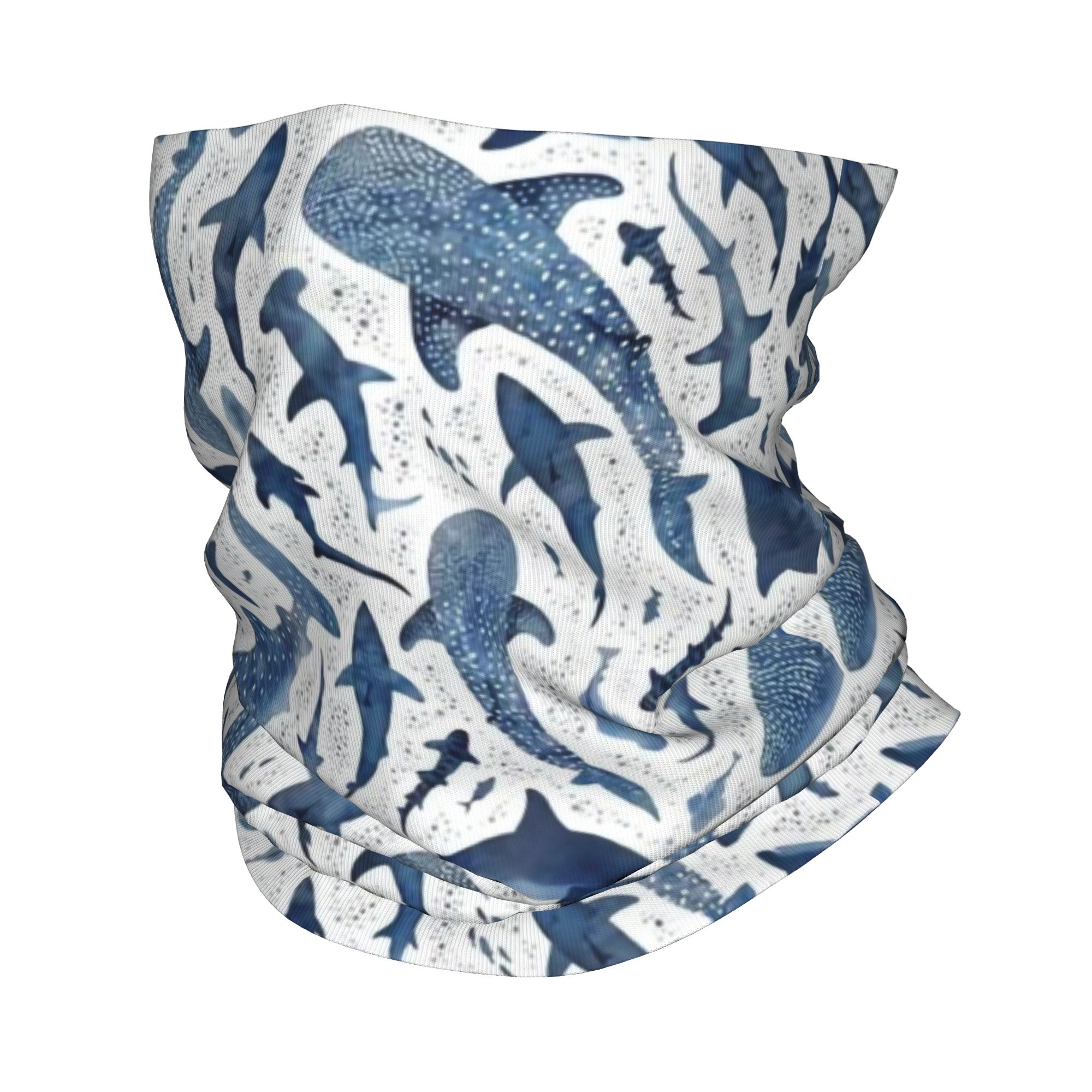 Custom Blue Watercolour Shark  - Neck Gaiter Face Cover ulasan dan harga