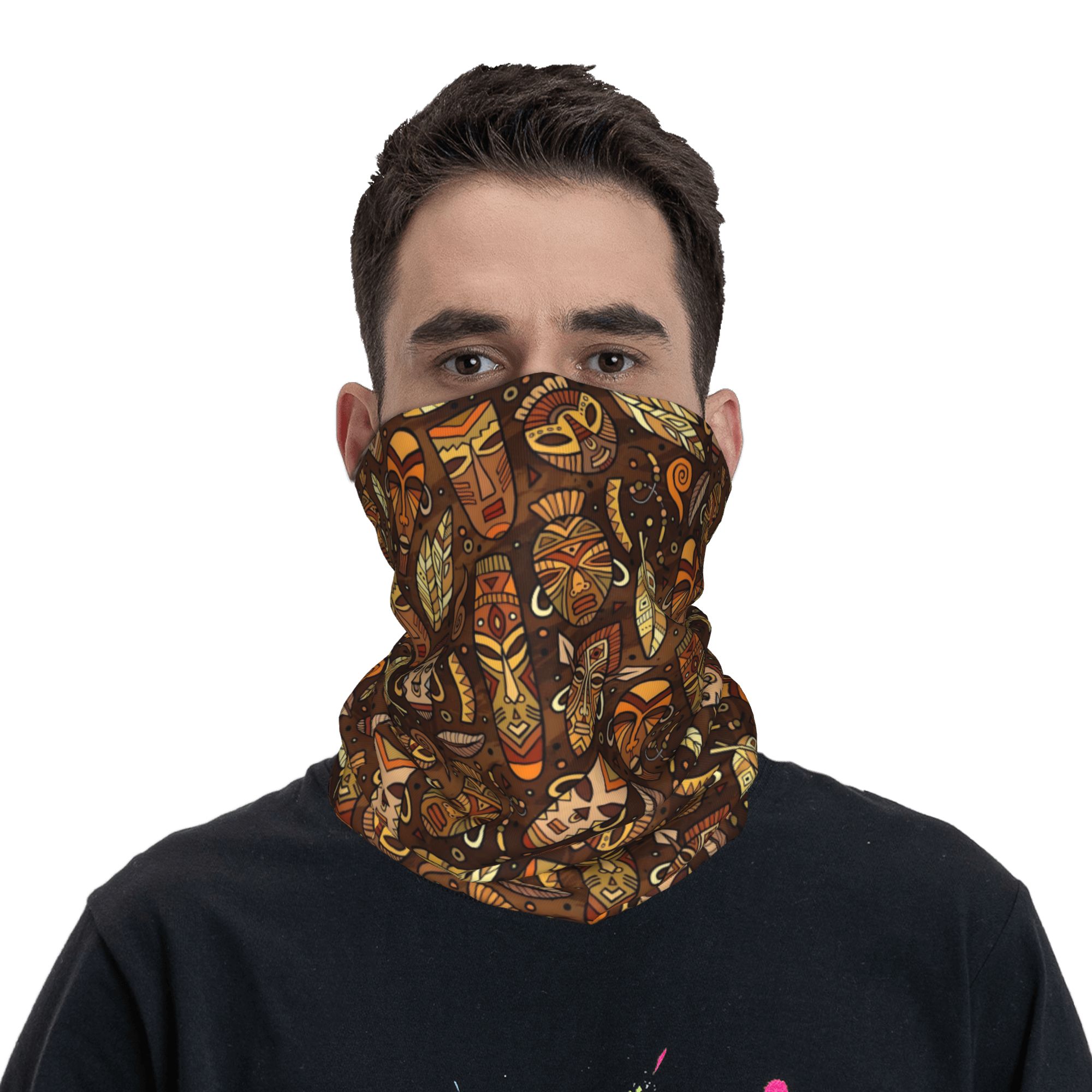 Custom Tribal Mask Pattern Ban - Neck Gaiter Face Cover ulasan dan harga