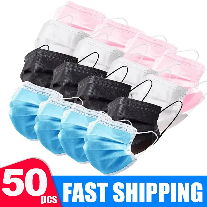 50Pcs 3-layer Mask Face Masks  - Disposable Mask Blue ulasan dan harga