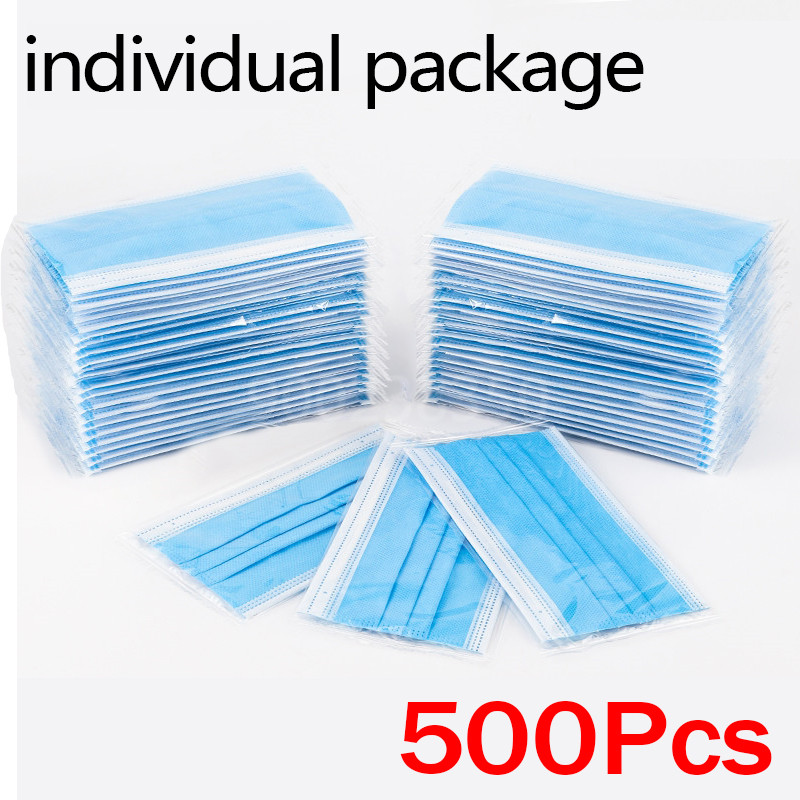 10-500pcs Disposable Adults in - Disposable Mask Blue ulasan dan harga